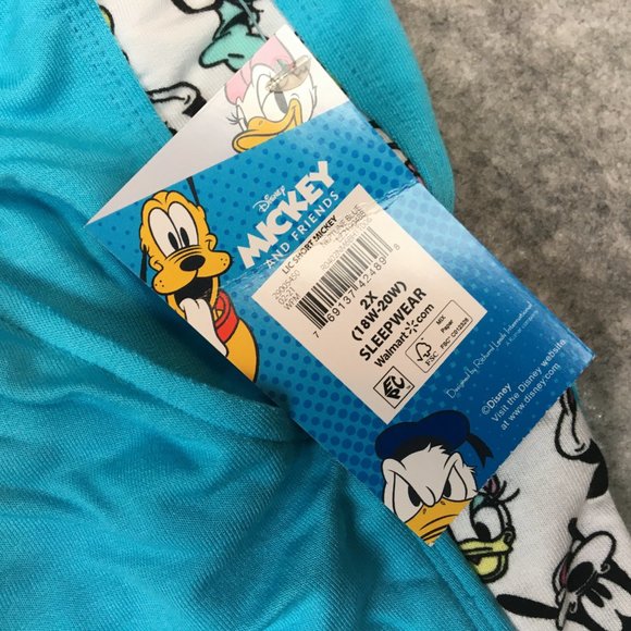 Disney Mickey and Friends Sleep Shorts 2X Blue Drawstring Pockets Printed Mini - Picture 6 of 11